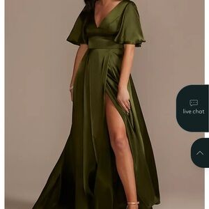 David's Bridal Dark Green Satin Gown
